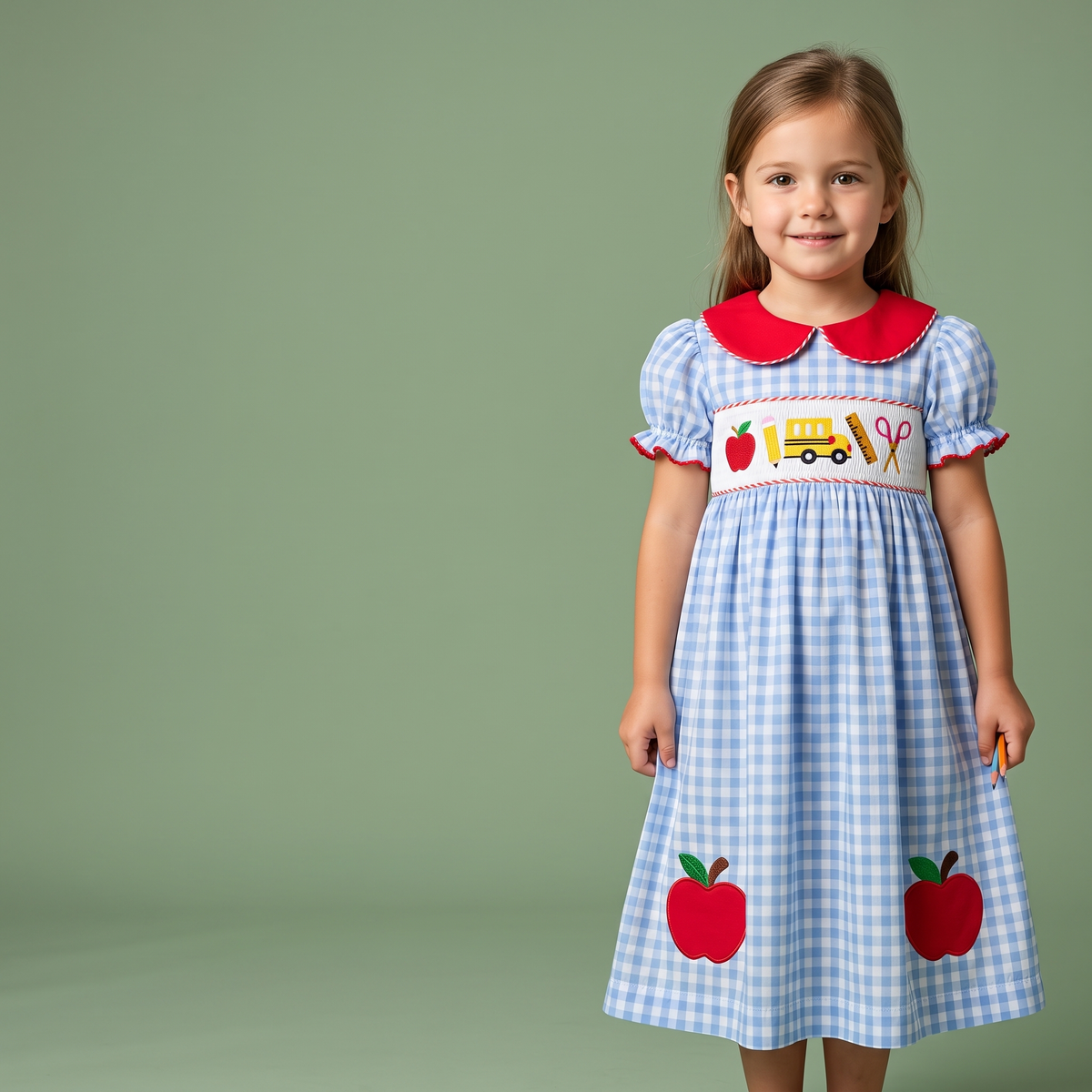Mädchenkleid mit Vichy-Karo für den Schulanfang | Lunyna