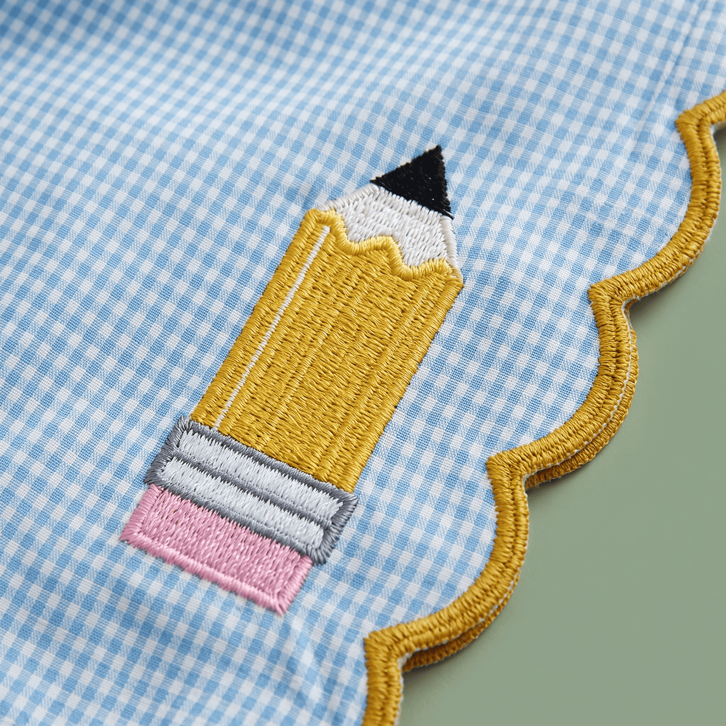 Robe Vichy Bleue et Short Jaune Crayons pour Fille | Lunyna