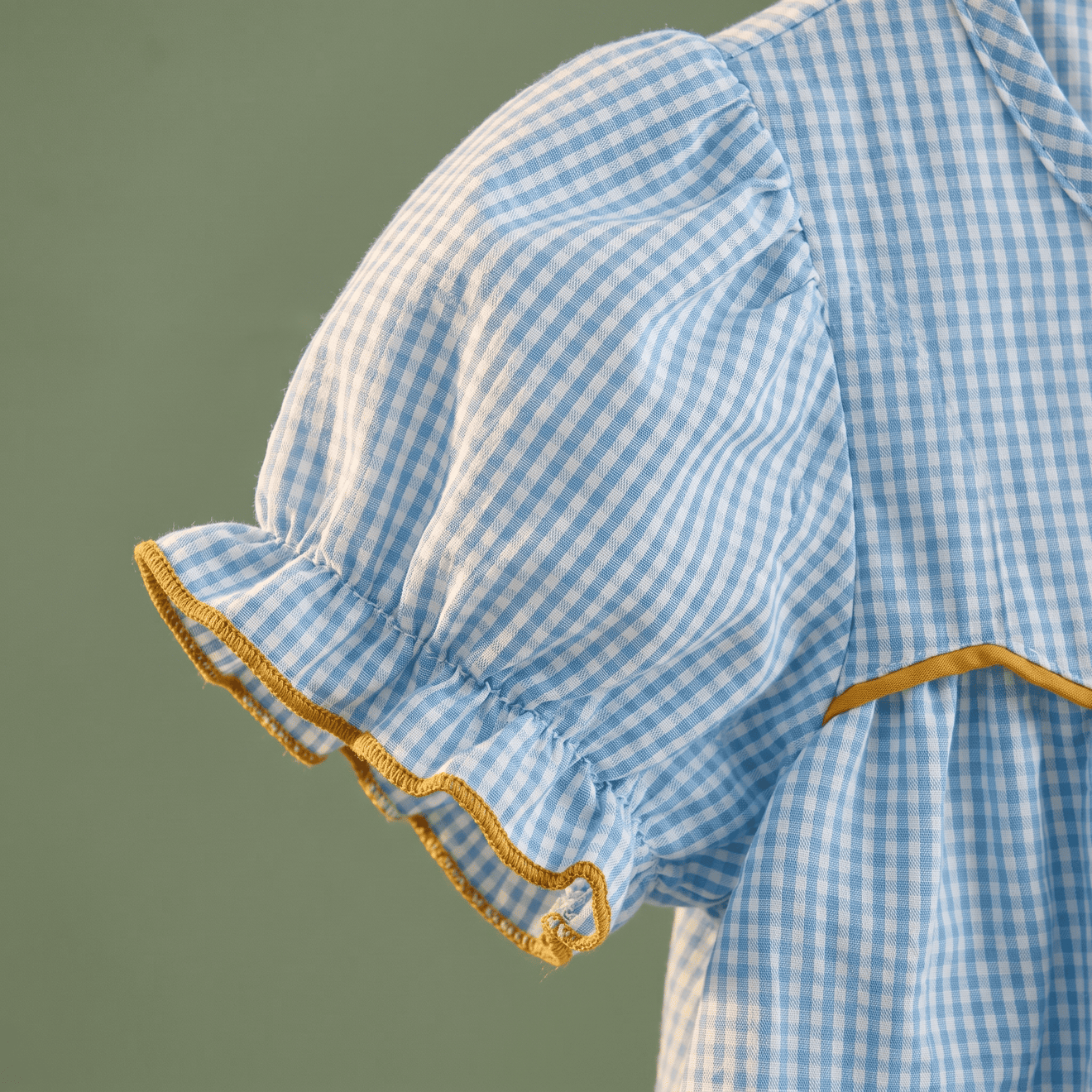 Robe Vichy Bleue et Short Jaune Crayons pour Fille | Lunyna