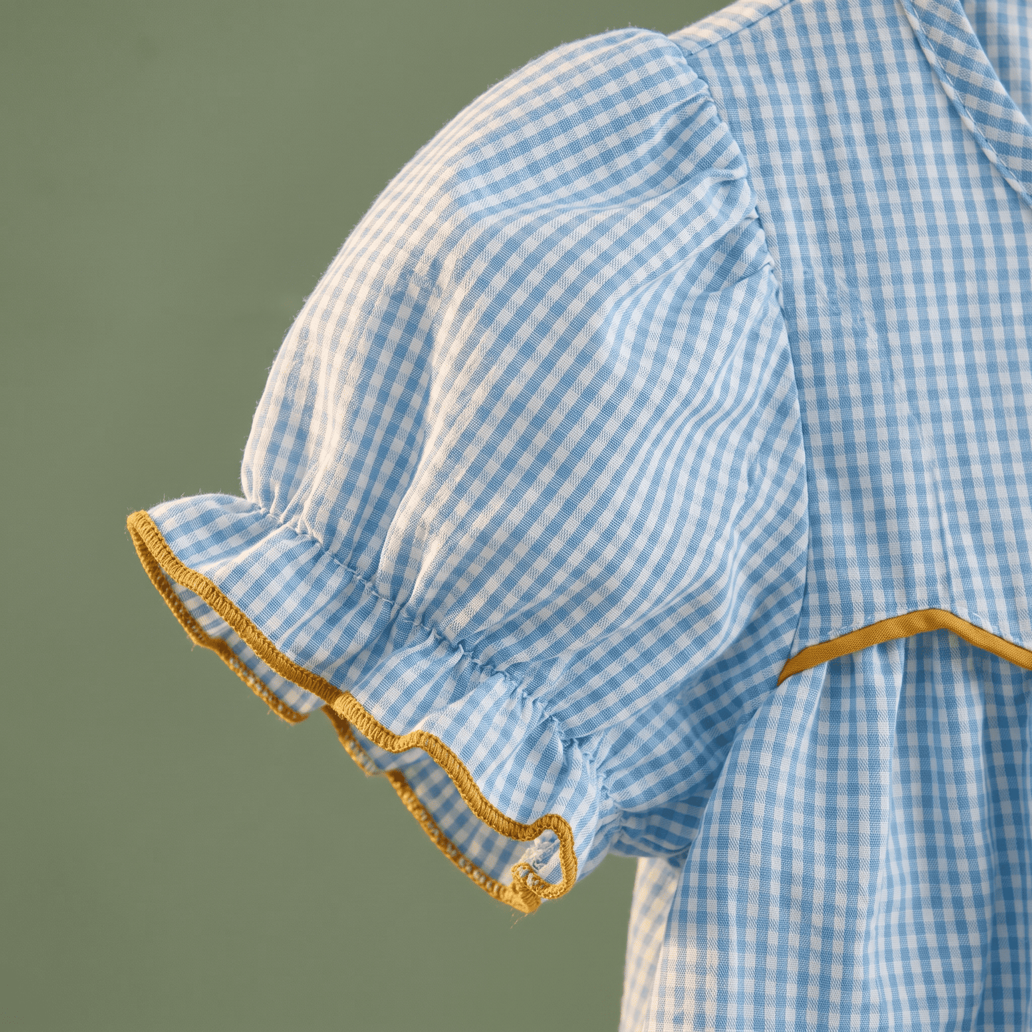 Robe Vichy Bleue et Short Jaune Crayons pour Fille | Lunyna