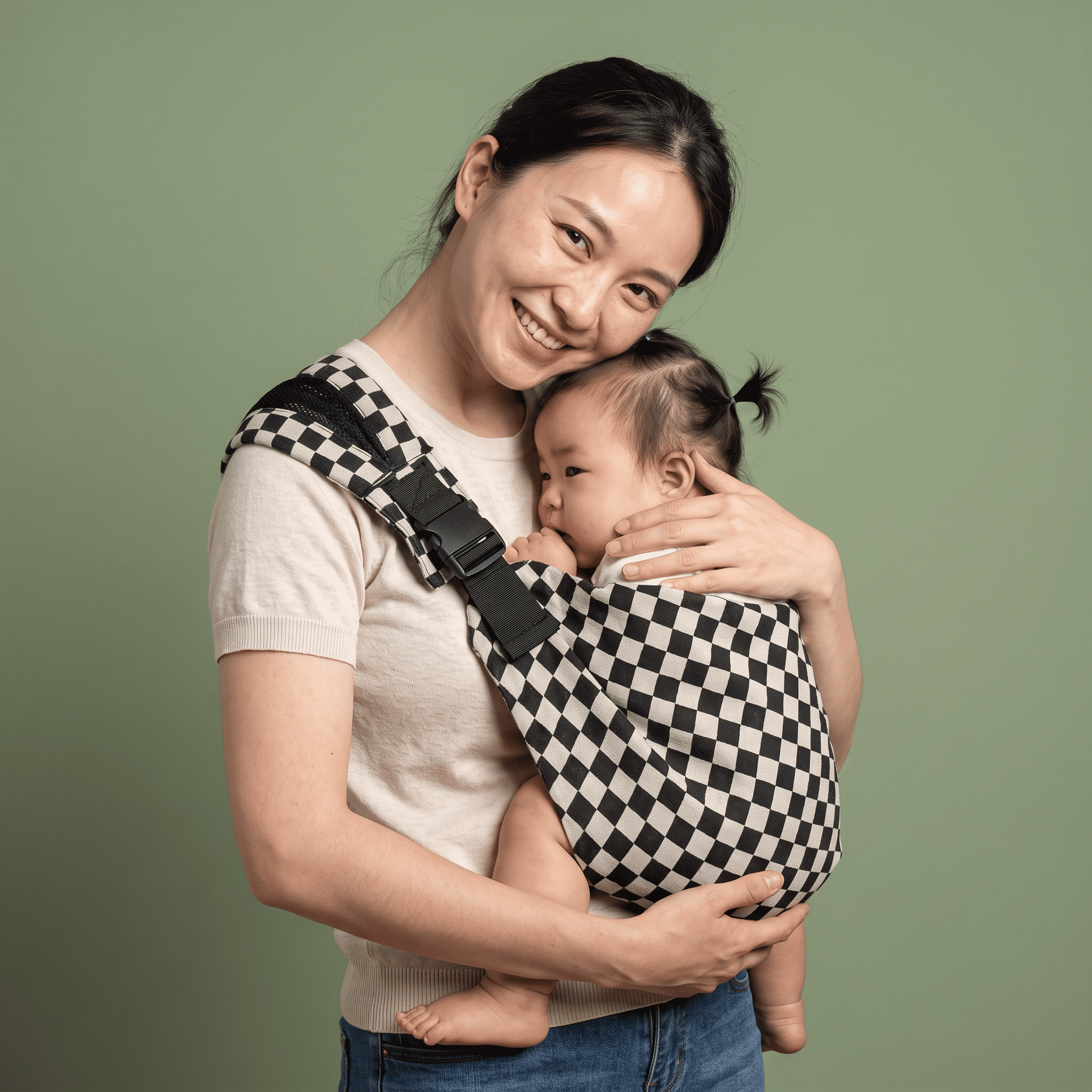 Ergonomische Babytrage mit Vichy-Karo-Muster | Lunyna